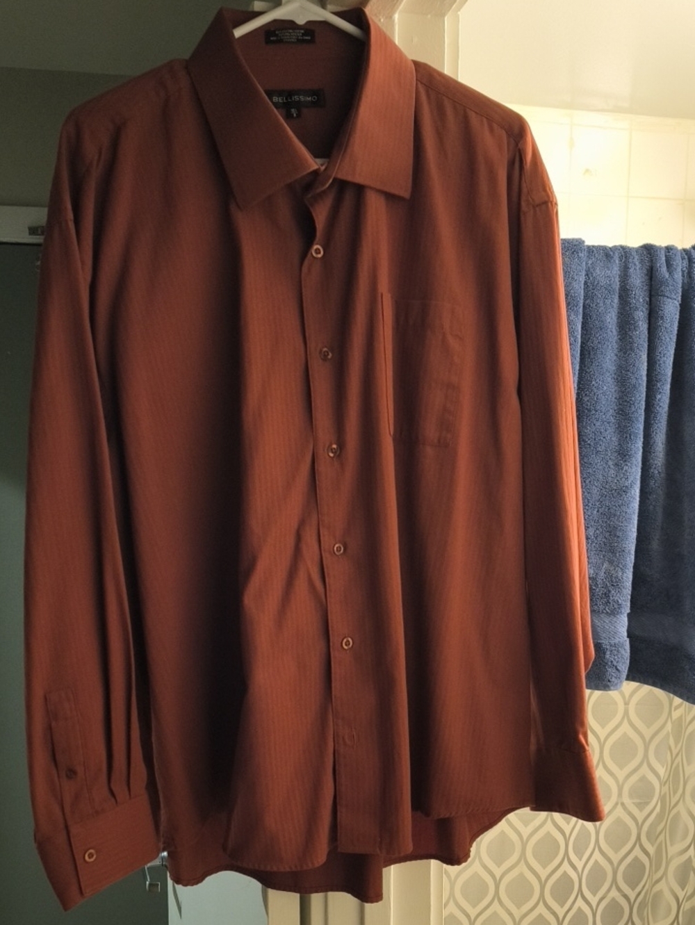 Bellisimo-Classic Men's Long-Sleeve Dress Shirt - Rust Brown